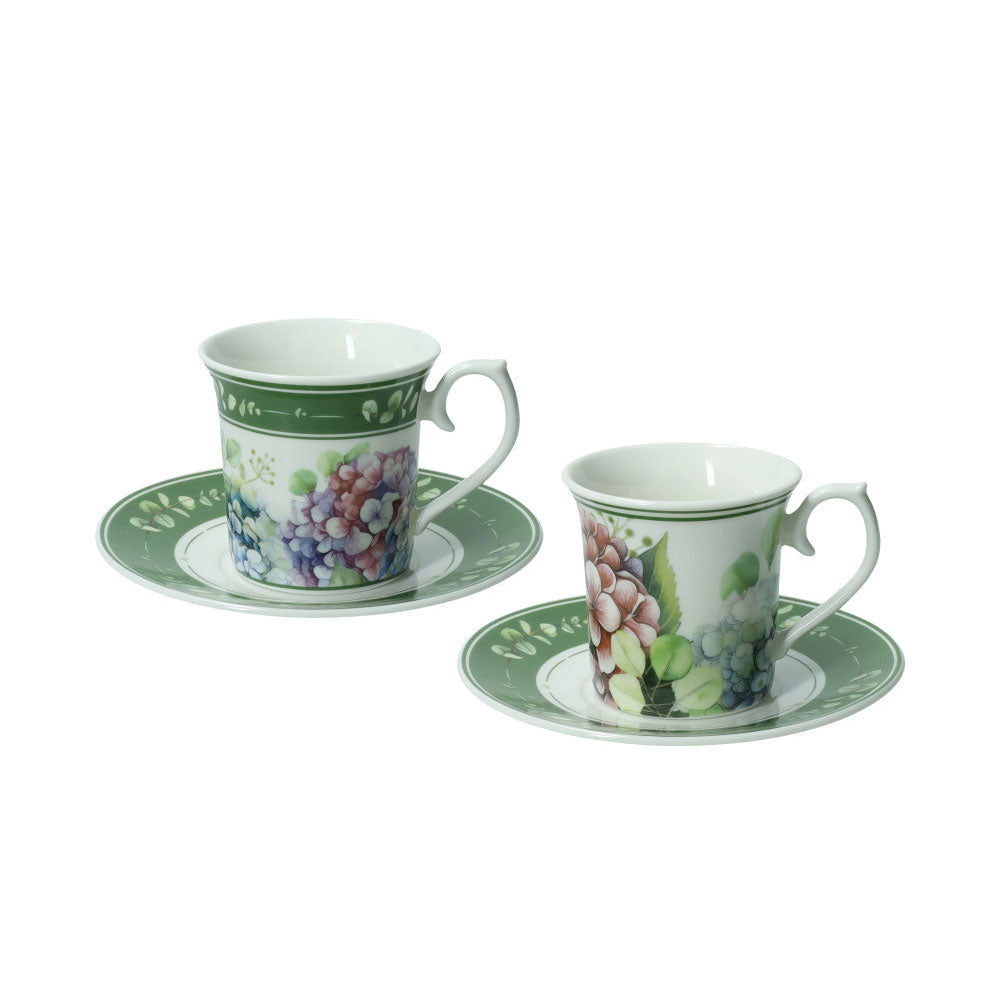 BRANDANI Flora Set 2 Pezzi Tazza Caffè Espresso con Piattino 100ml Porcellana