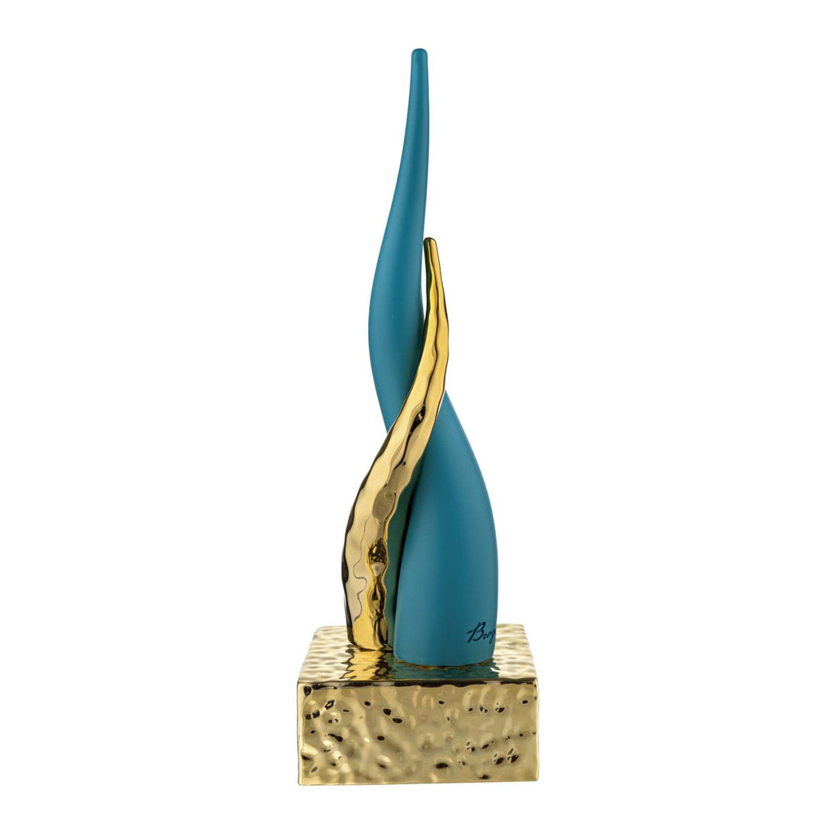 BONGELLI PREZIOSI Cornetto Corni Intrecciati Base Oro Corno Ottanio 20cm Marmorino