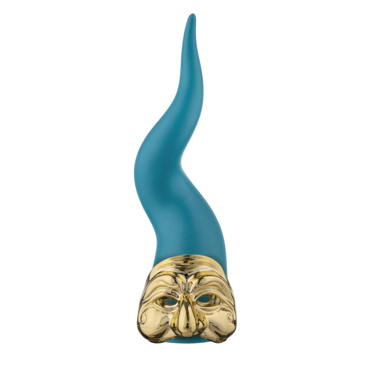 BONGELLI PREZIOSI Corno Cornetto Pulcinella Ottanio 21cm Marmorino