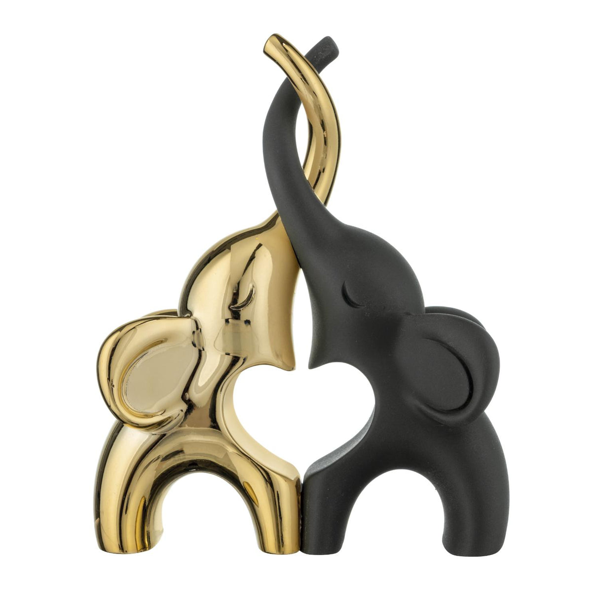 BONGELLI PREZIOSI Coppia Elefantini 13x10cm Nero Oro Marmorino