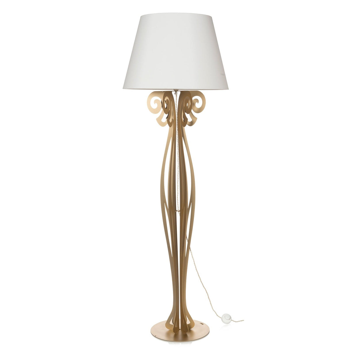 ARTI & MESTIERI Lampada da Terra Moderna di Design Circeo Oro Paralume Avorio