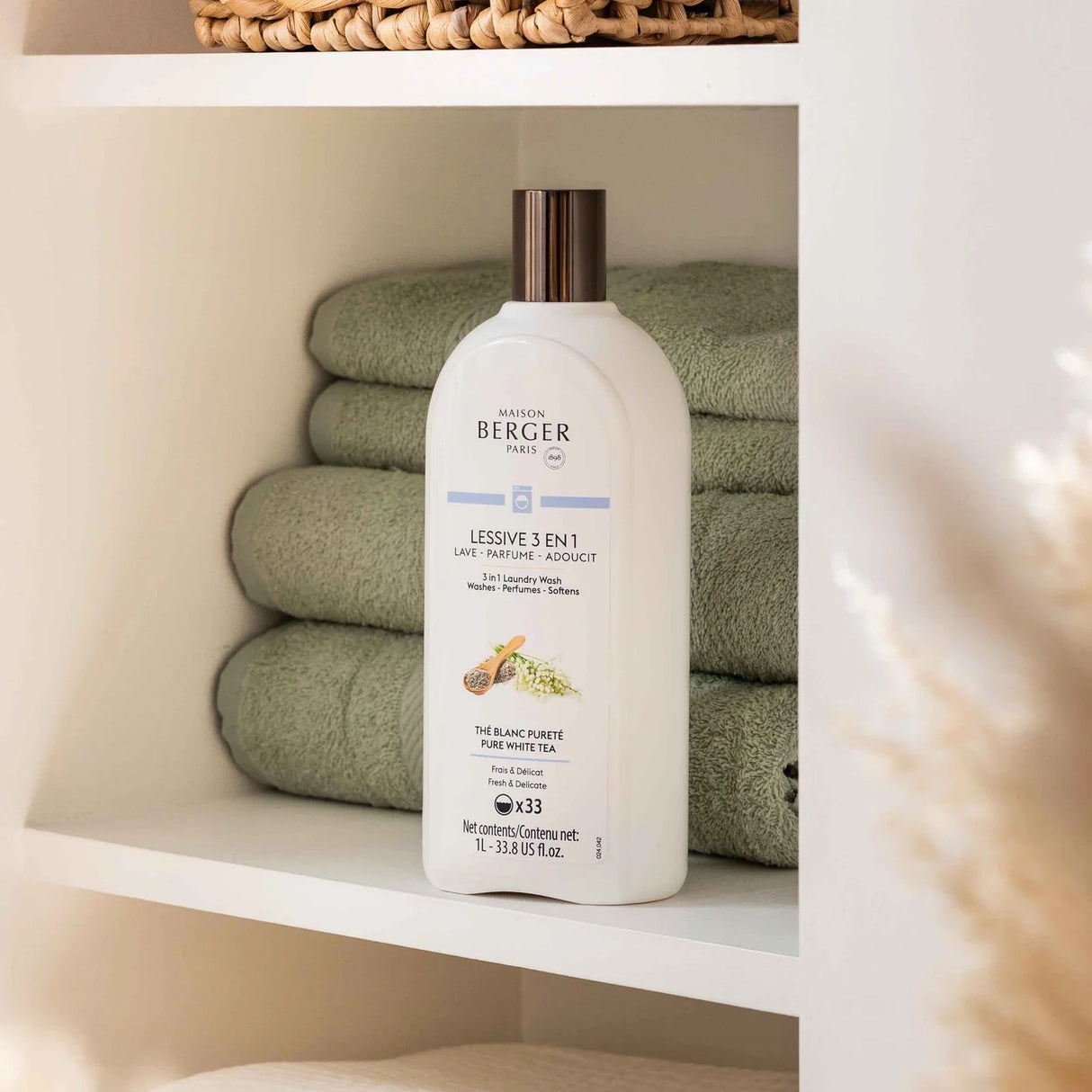 LAMPE BERGER Detersivo Ammorbidente Profumo Bucato 3 in 1 Thé Blanc Pureté 1L