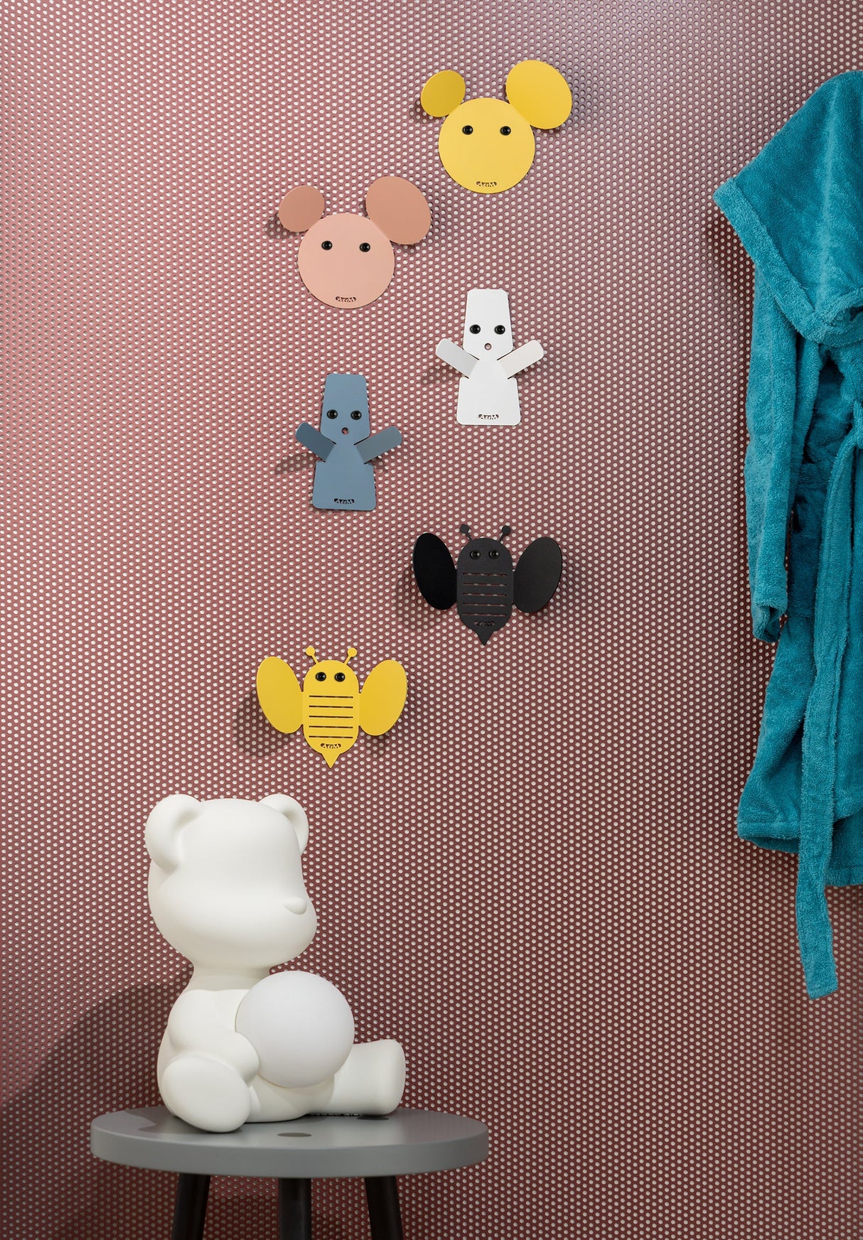 ARTI & MESTIERI Set Ganci Appendiabiti Ghost 2 Pezzi 15x11,6cm Bianco Marmo