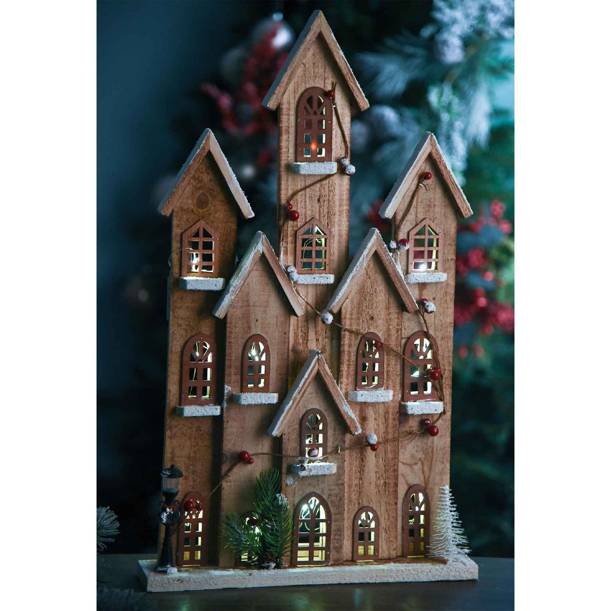 BIANCHI DINO Casetta Villaggio Innevato LED 60cm Legno Decorazione Natale