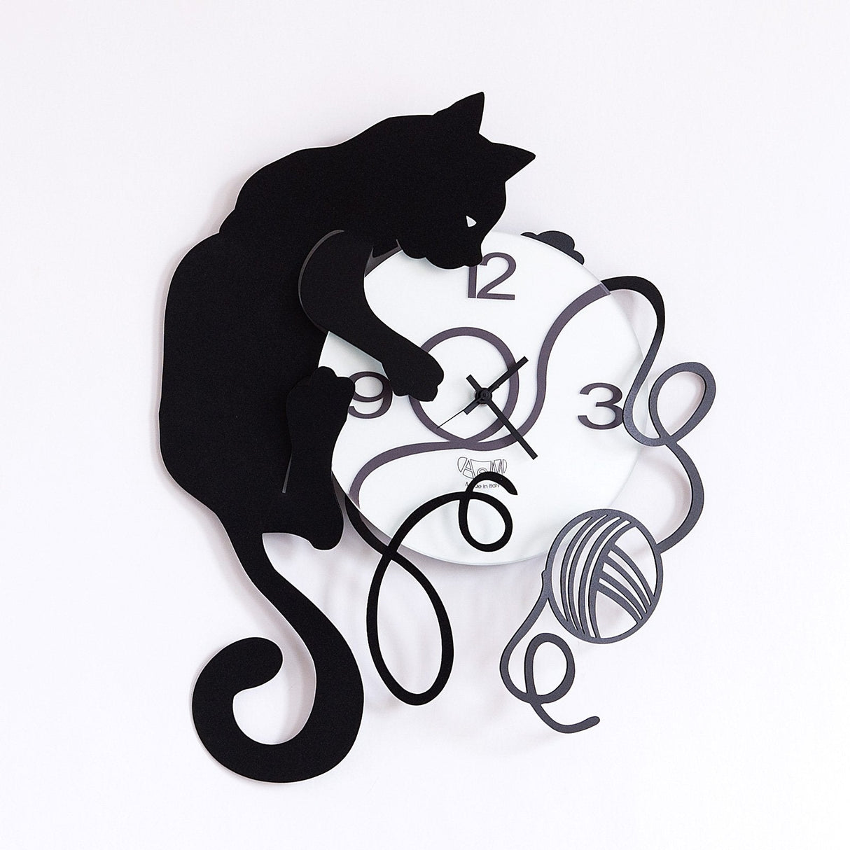 ARTI & MESTIERI Orologio da Parete Particolare Gatto Gomitolo 35x43cm