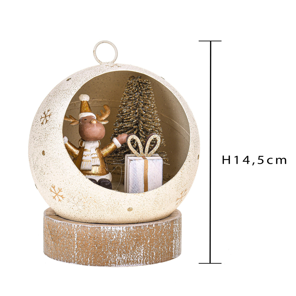 BIANCHI DINO Sfera Renna Decorazione Natalizia Metallo 11cm LED Natale