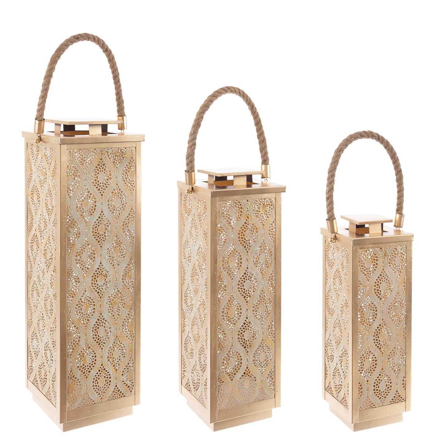 BIZZOTTO Set 3 Lanterne Namid Metallo Champagne 47-57-67cm 0141183