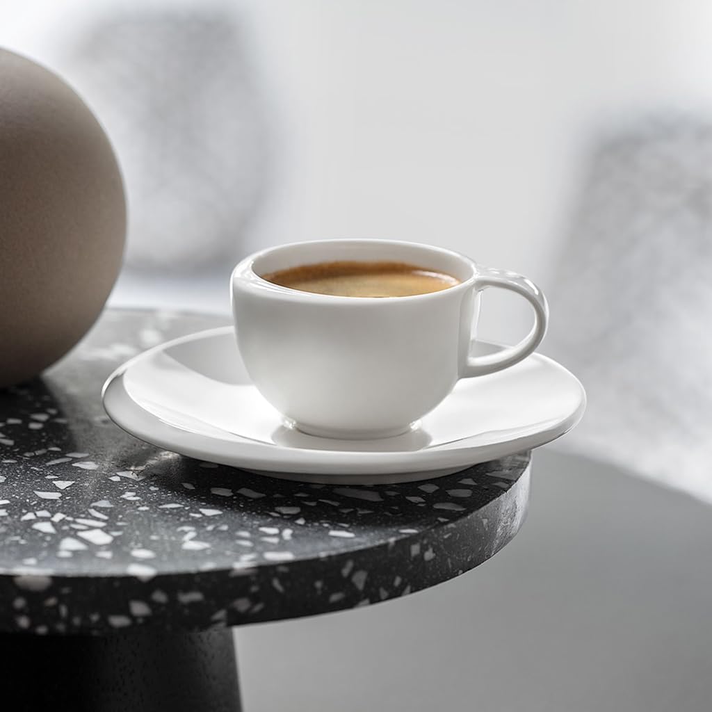 VILLEROY & BOCH NewMoon Tazza Caffè Espresso 50ml con Piattino 13cm Bianco Porcellana
