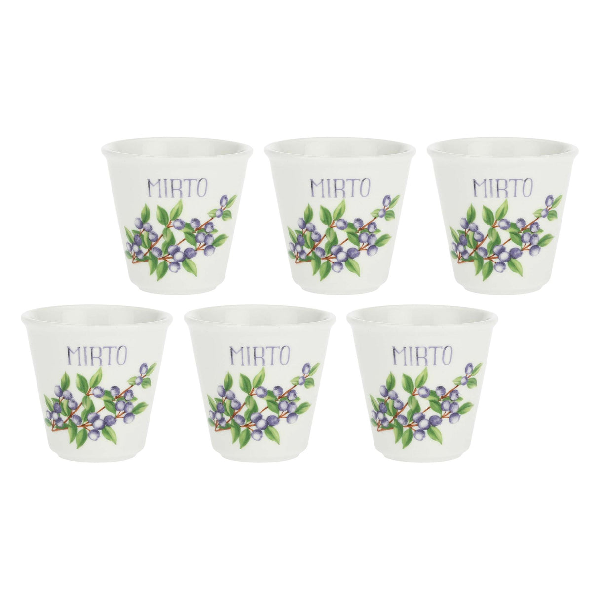 LA PORCELLANA BIANCA Liquorelli Set 6 Bicchierino Shot Liquorino Mirto 75ml Porcellana