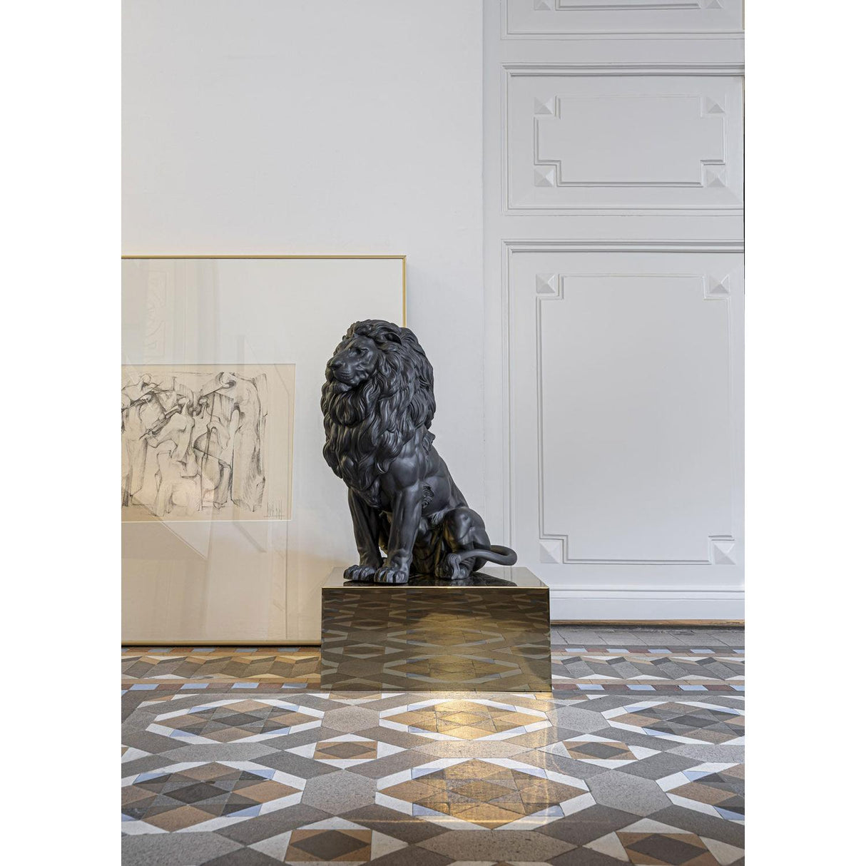 Lladró Scultura Leone Maestoso 43x25cm Porcellana