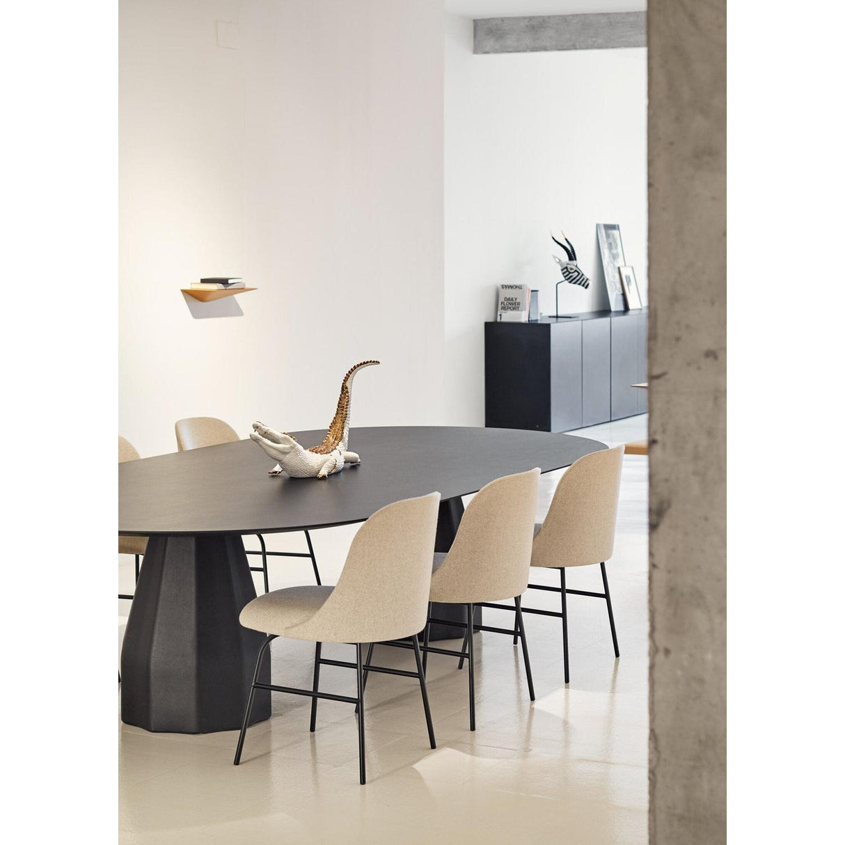 Lladró Scultura Coccodrillo Bianco Rame 39x68cm Porcellana