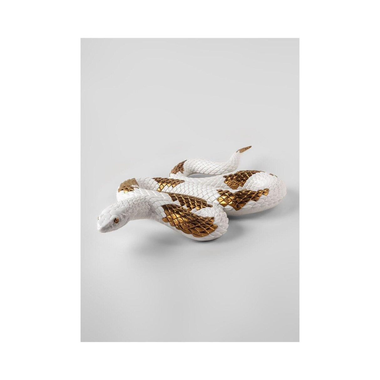 Lladró Scultura Serpente Bianco Rame 9x62cm Porcellana