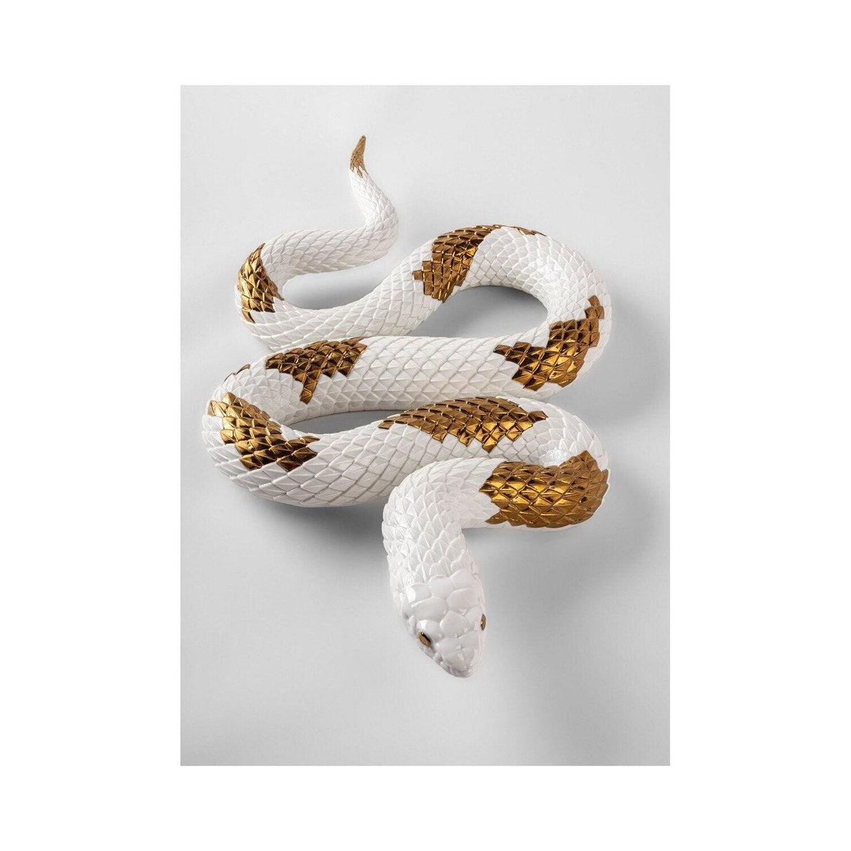 Lladró Scultura Serpente Bianco Rame 9x62cm Porcellana