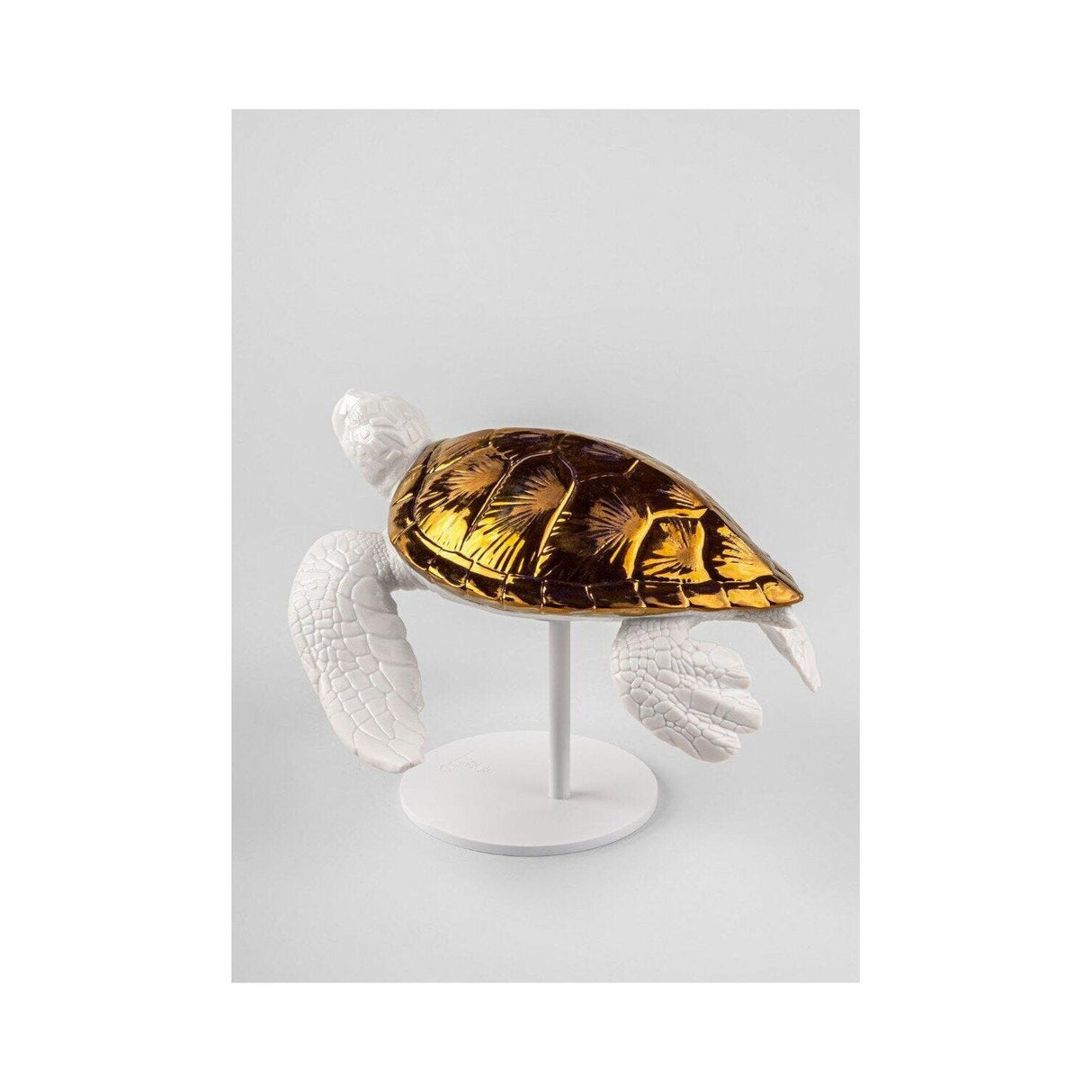 LLADRO' Scultura Tartaruga Marina II Bianco Rame 20x24cm Porcellana
