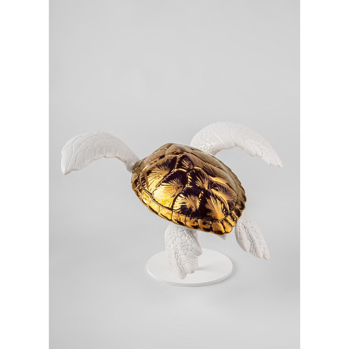 LLADRO' Scultura Tartaruga Marina I Bianco Rame 19x33cm Porcellana