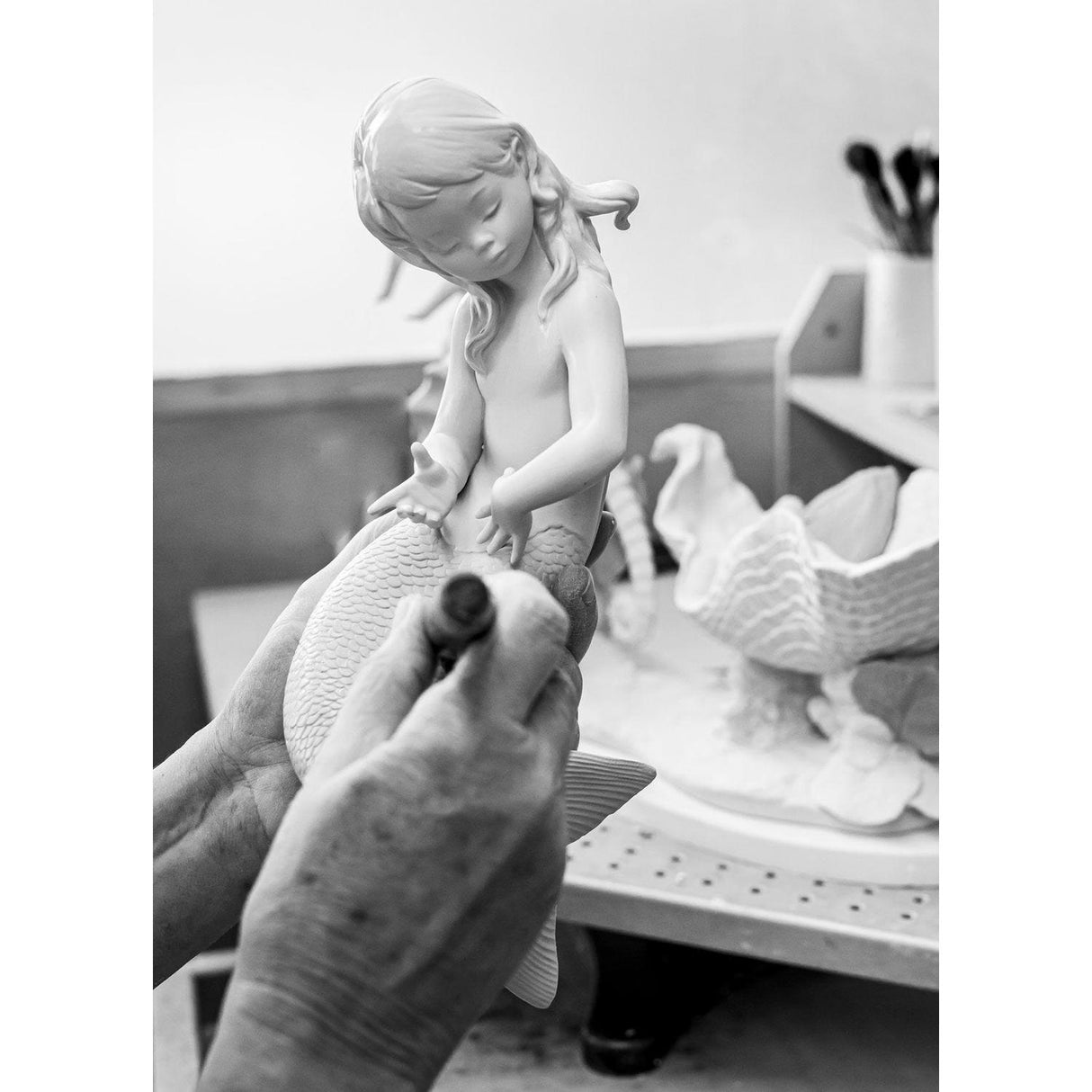 Lladró Figurina Sirena Passeggiata in Fondo Al Mare Edizione Limitata 32x46cm Porcellana