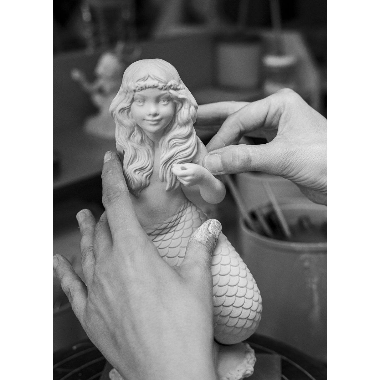 Lladró Figurina Sirenetta Dell'Oceano 23x13cm Porcellana