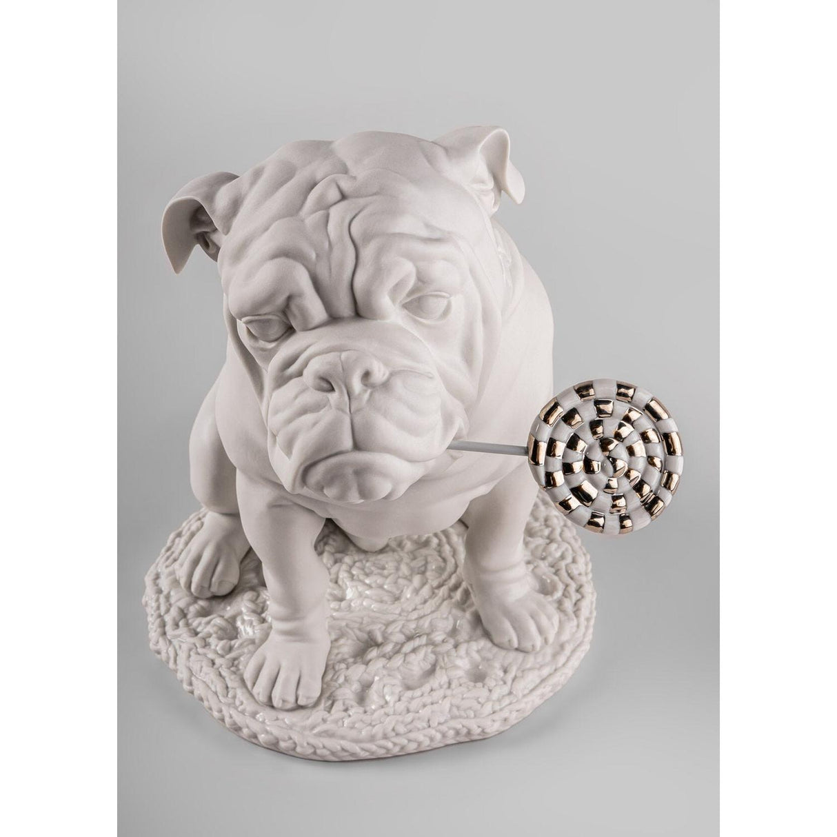 Lladró Scultura Bulldog con Lecca Lecca Re Deco 33x33cm Porcellana