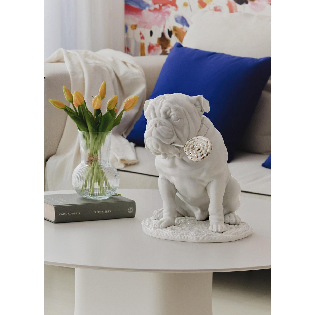 Lladró Scultura Bulldog con Lecca Lecca Re Deco 33x33cm Porcellana