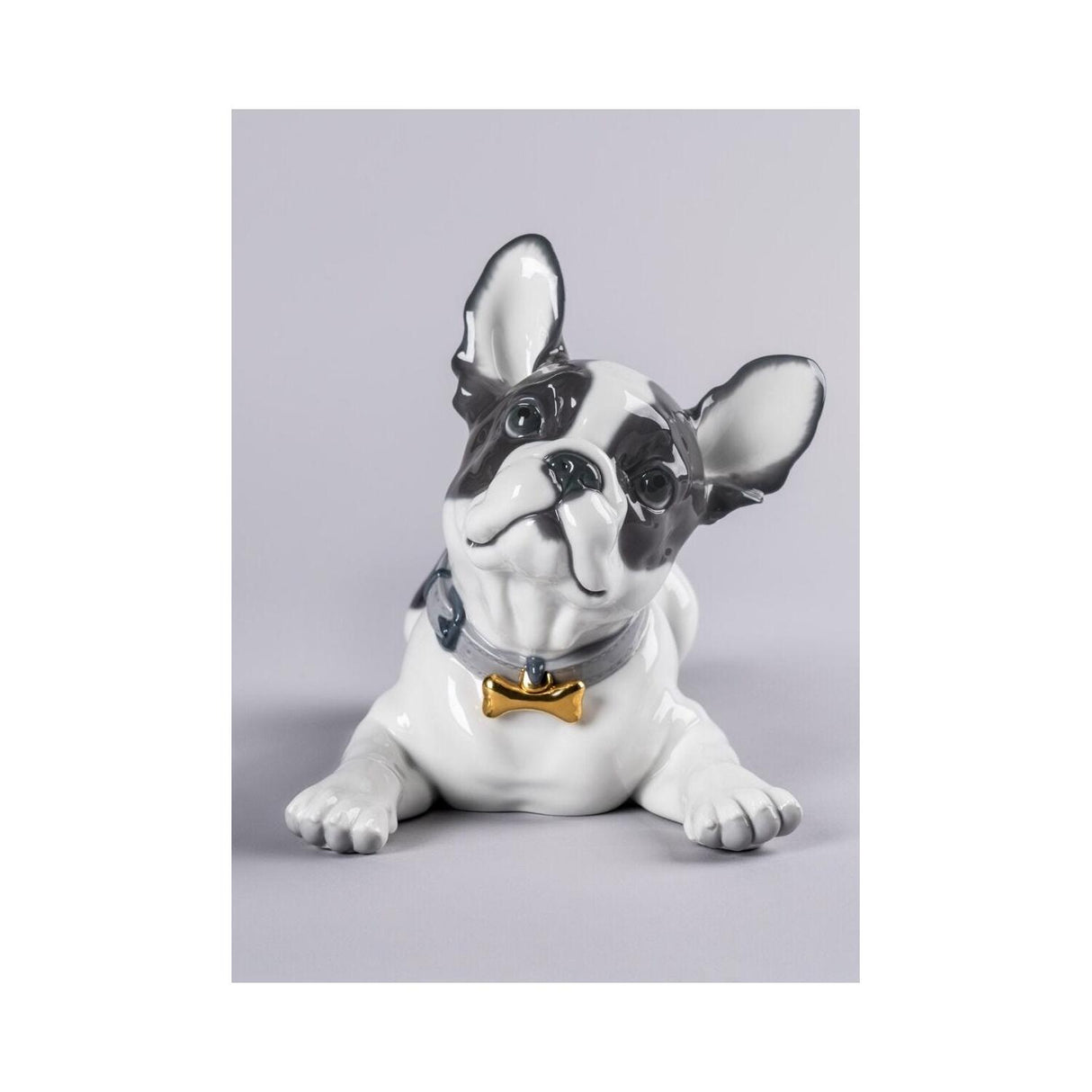 Lladró Bulldog Francese con Macarons 24x29cm Porcellana