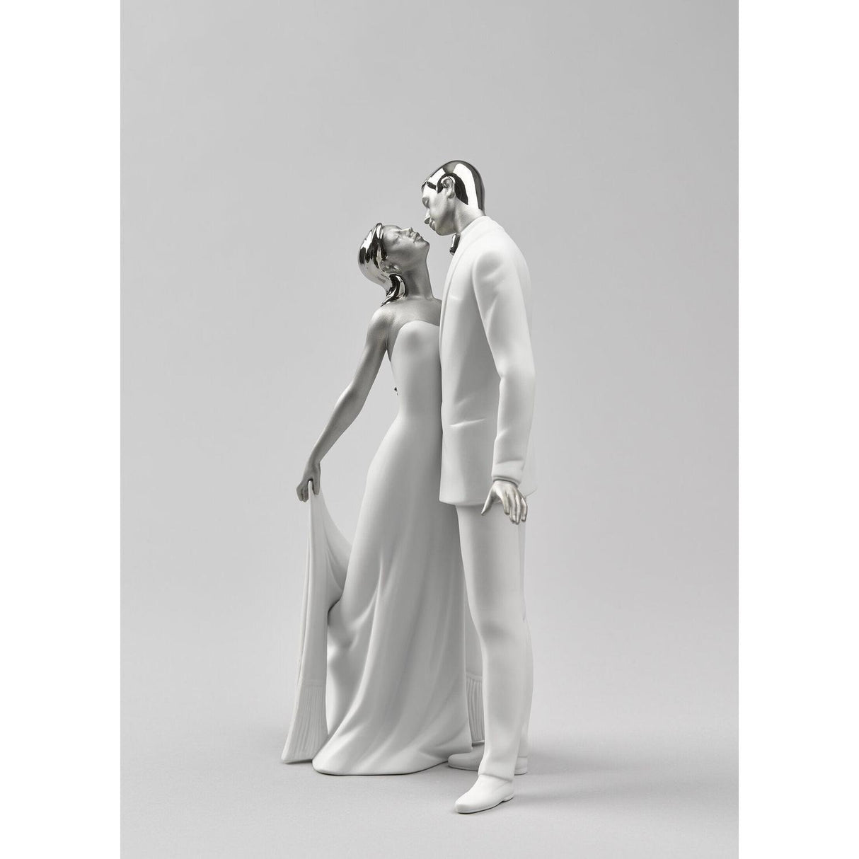 LLADRO' Figurina Coppia Felice Anniversario Lustro Argento 32x21cm Porcellana