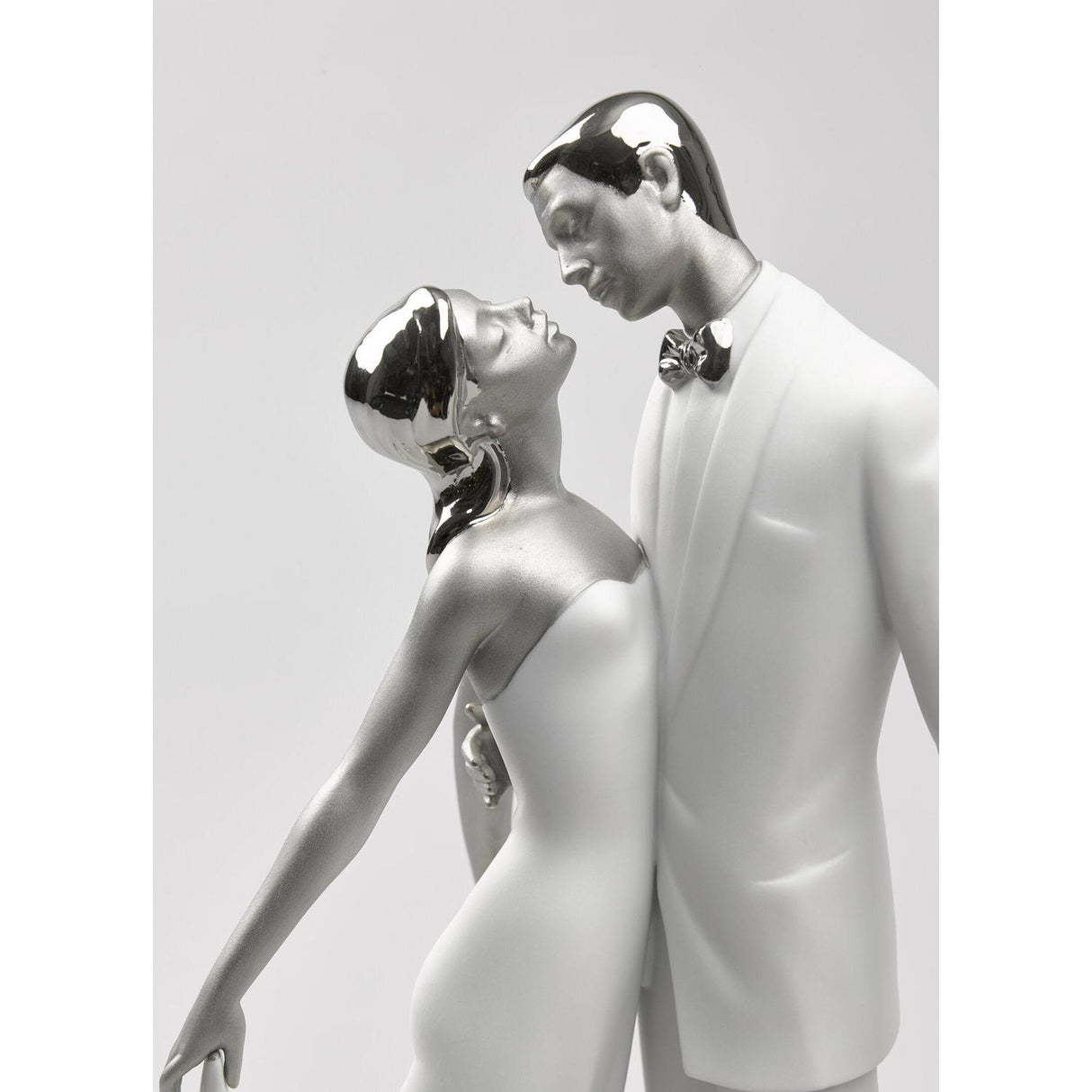 LLADRO' Figurina Coppia Felice Anniversario Lustro Argento 32x21cm Porcellana