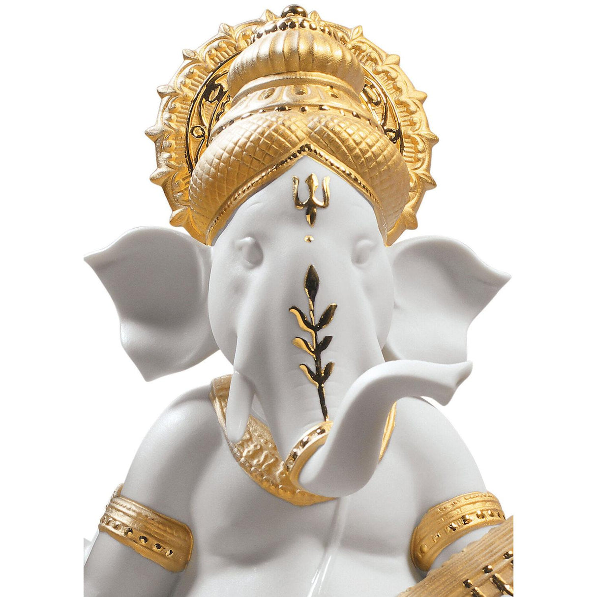 Lladró Figurina Ganesha con Veena Lustro Oro 23x19cm Porcellana