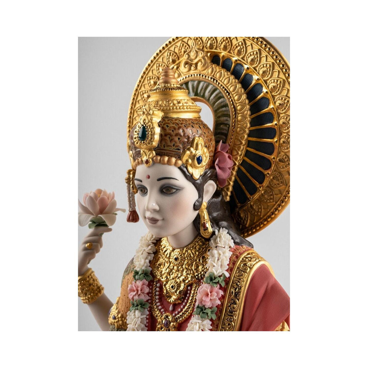 Lladró Scultura Statua Dea Lakshmi 41x27cm Porcellana