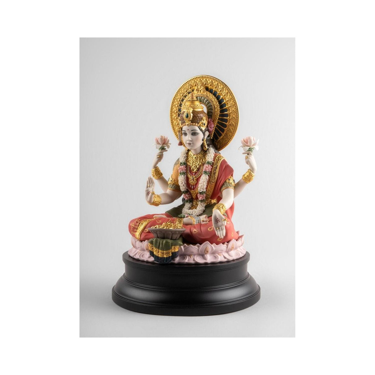 Lladró Scultura Statua Dea Lakshmi 41x27cm Porcellana