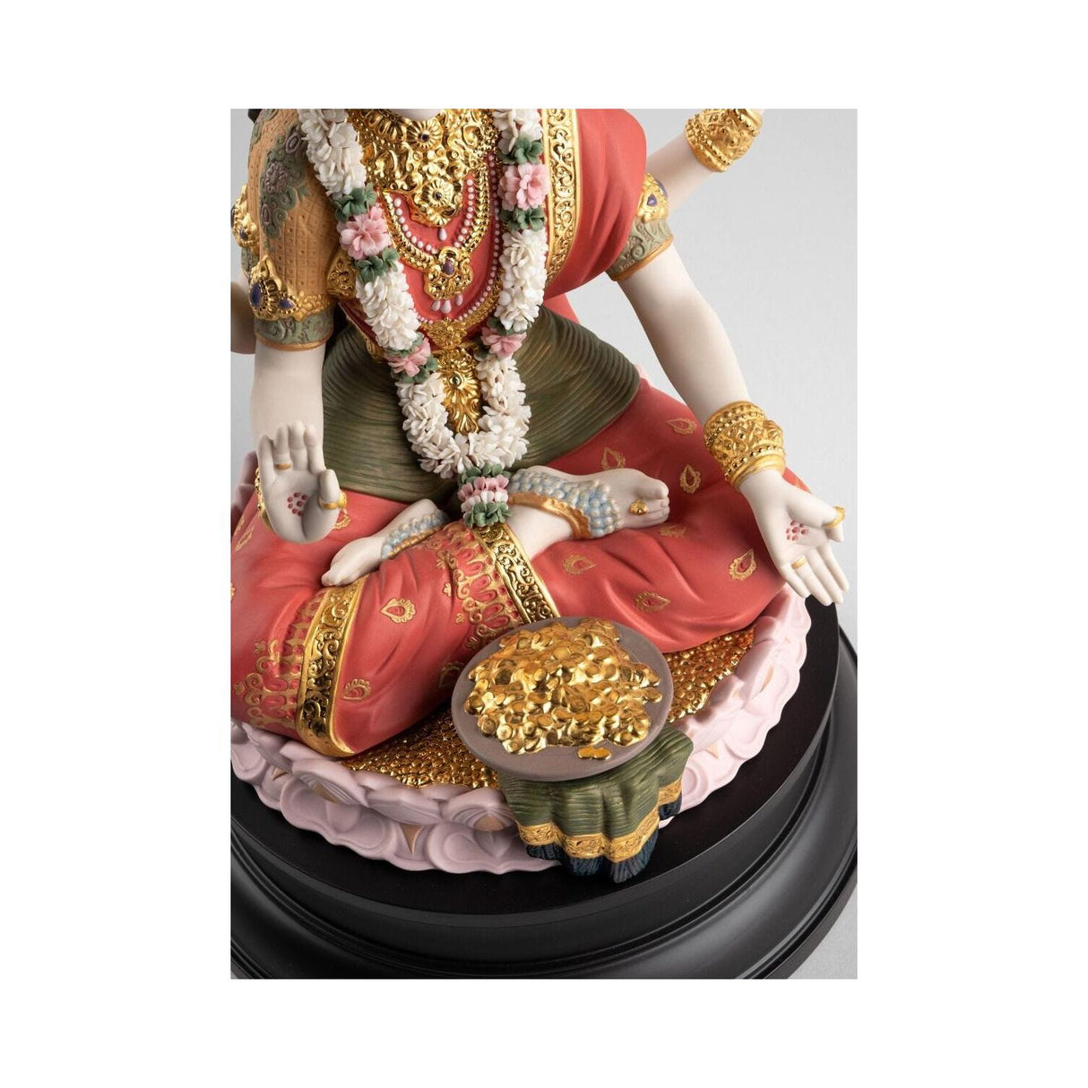 Lladró Scultura Statua Dea Lakshmi 41x27cm Porcellana