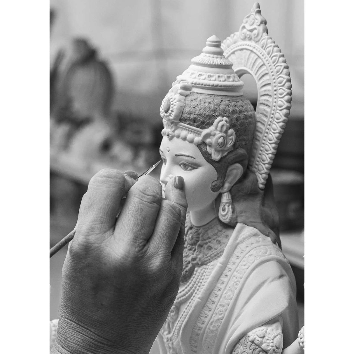 Lladró Scultura Statua Dea Lakshmi 41x27cm Porcellana