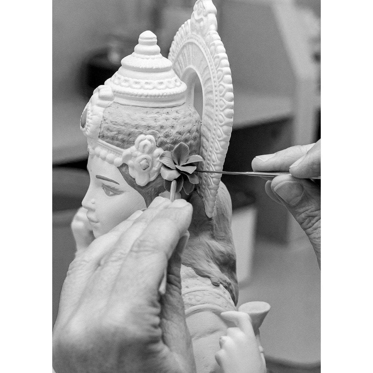 Lladró Scultura Statua Dea Lakshmi 41x27cm Porcellana