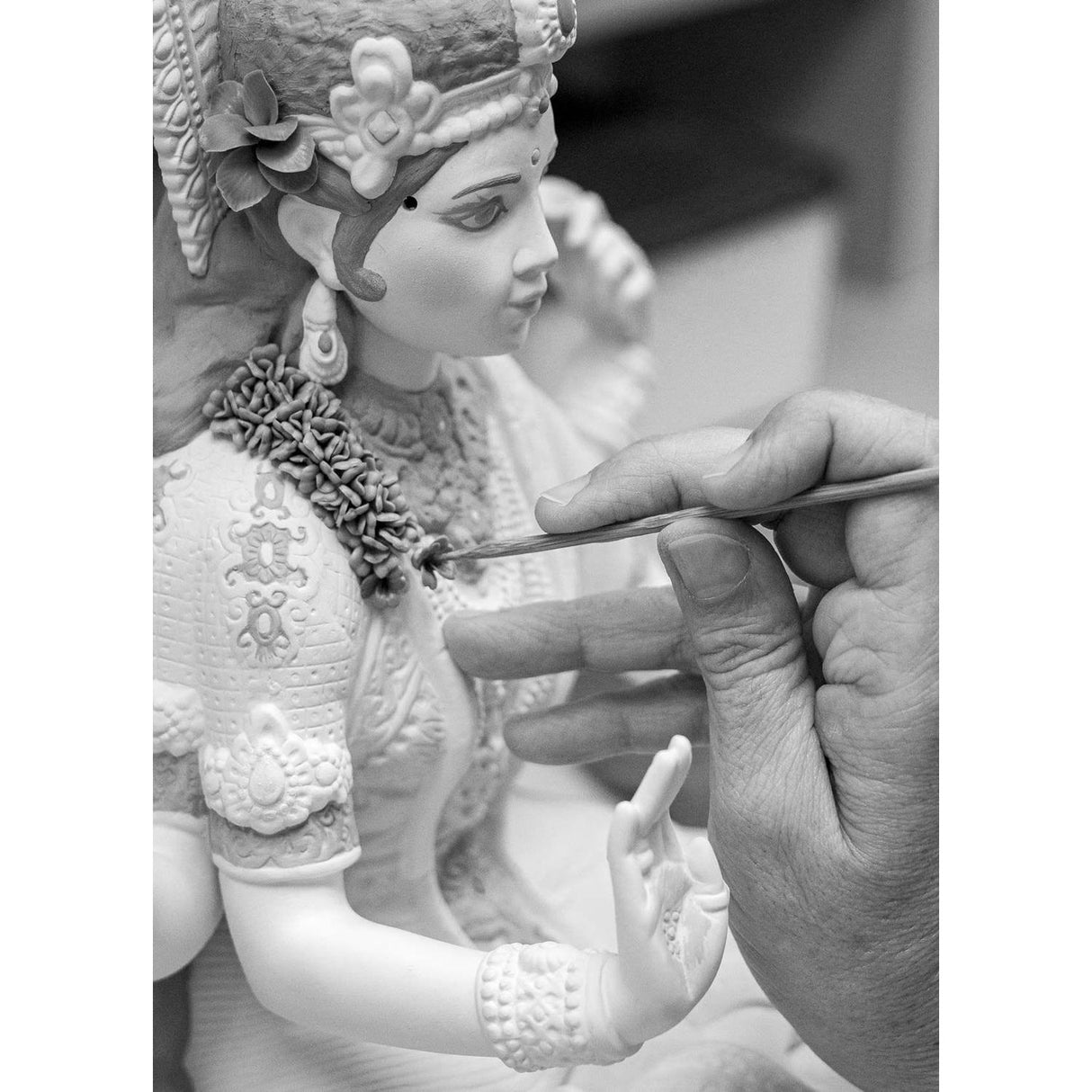 Lladró Scultura Statua Dea Lakshmi 41x27cm Porcellana