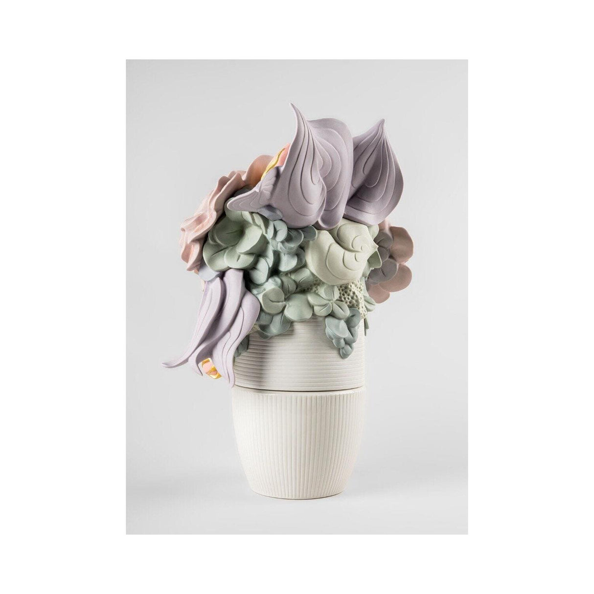 LLADRO' Vaso con Fiori Rosa 44x33cm Porcellana