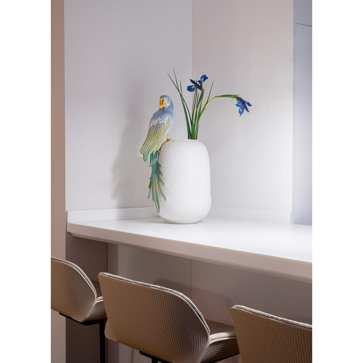 LLADRO' Vaso con Pappagalli 56x29cm Porcellana