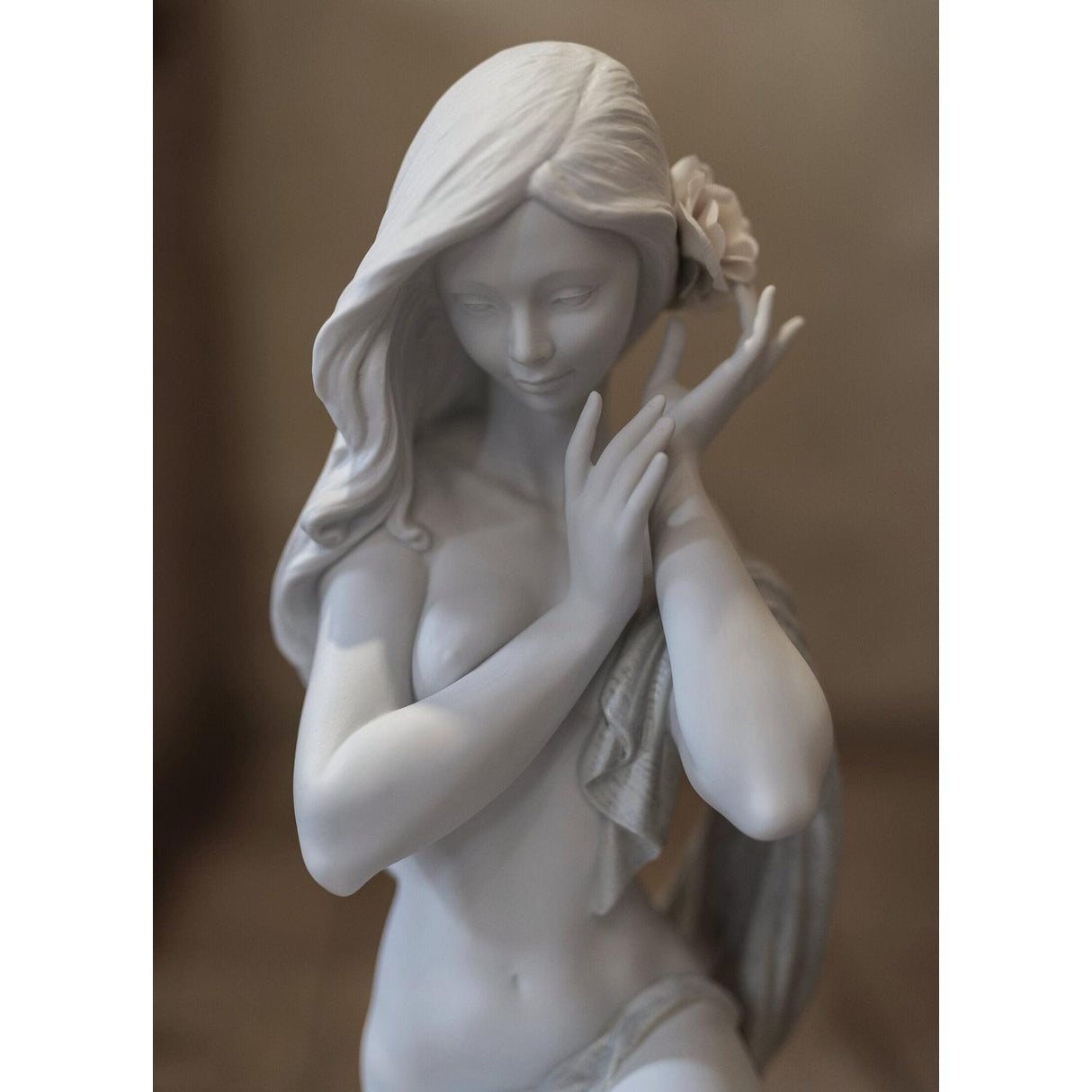 Lladró Figurina Donna Candida Luce Della Luna Bianco Edizione Limitata 48x25cm Porcellana