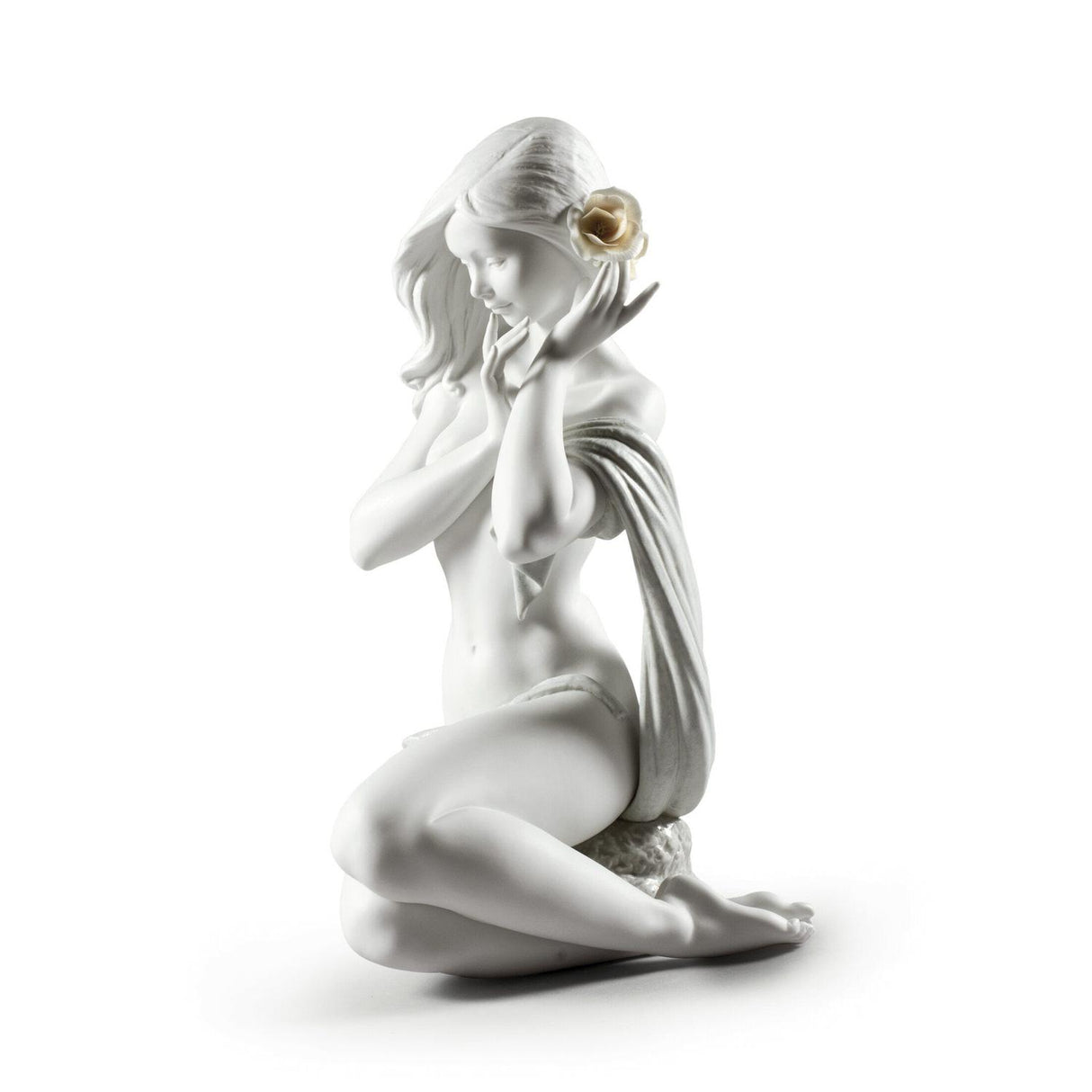 Lladró Figurina Donna Candida Luce Della Luna Bianco Edizione Limitata 48x25cm Porcellana