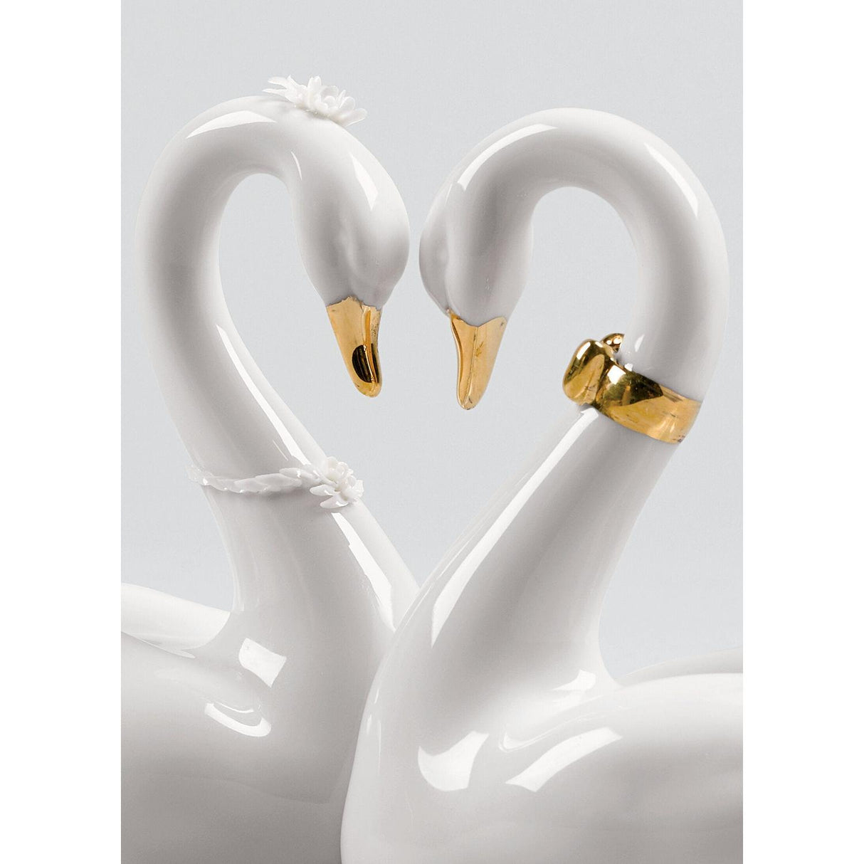 Lladró Figurina Cigni Amore Senza Fine Lustro Oro 13x27cm Porcellana