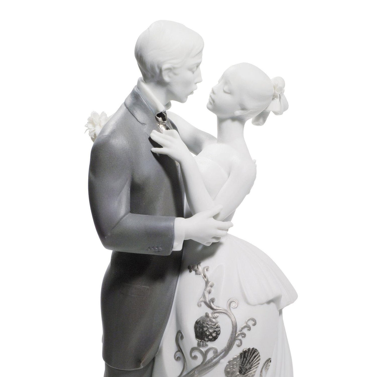 LLADRO' Figurina Coppia Il Valzer Dei Fidanzati Lustro Argento 30x21cm Porcellana