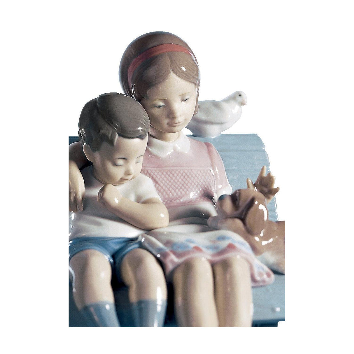 Lladró Figurina Bimbi Sulla Panchina 16x15cm Porcellana