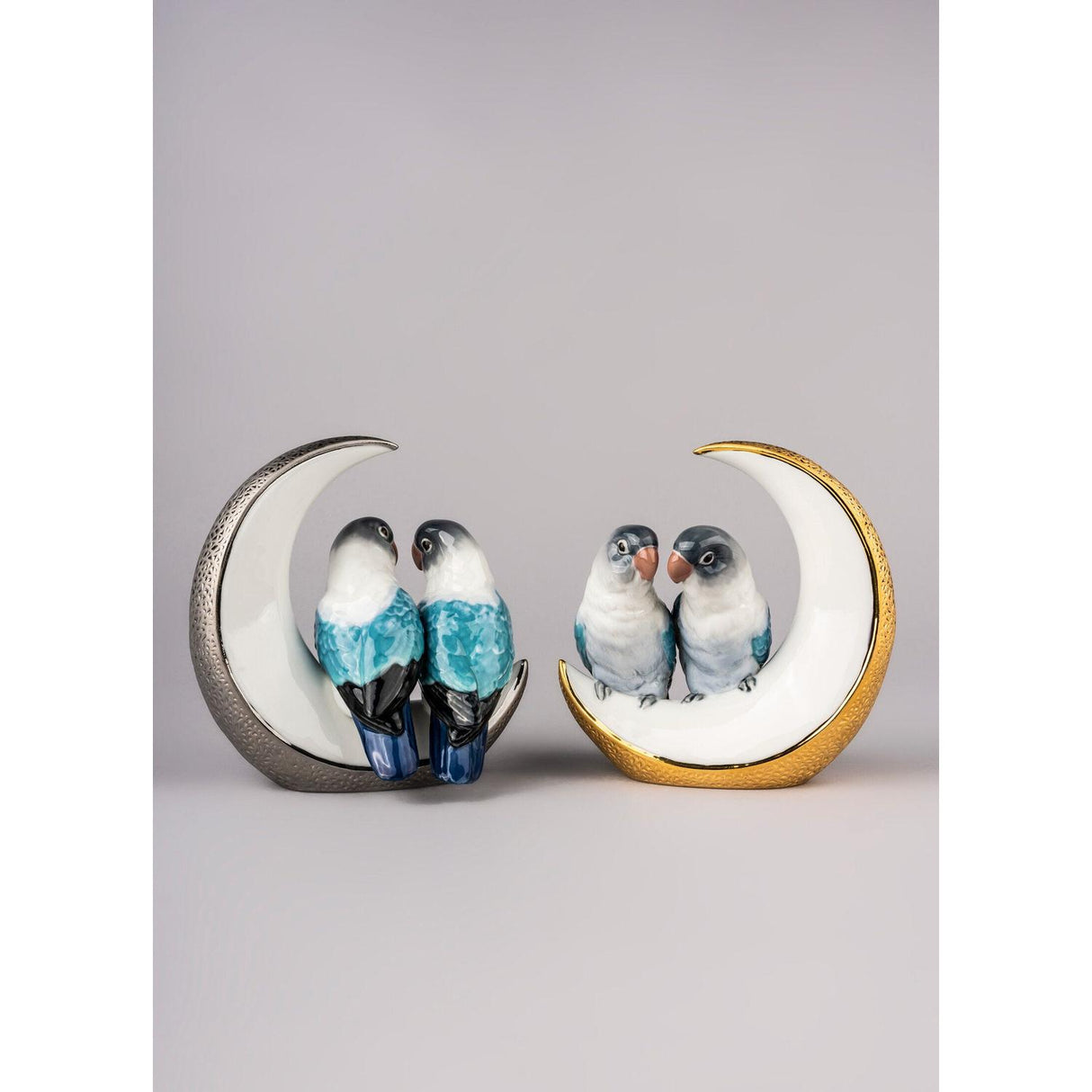 LLADRO' Figurina Uccelli Prendimi la Luna Lustro Oro 16x15cm Porcellana