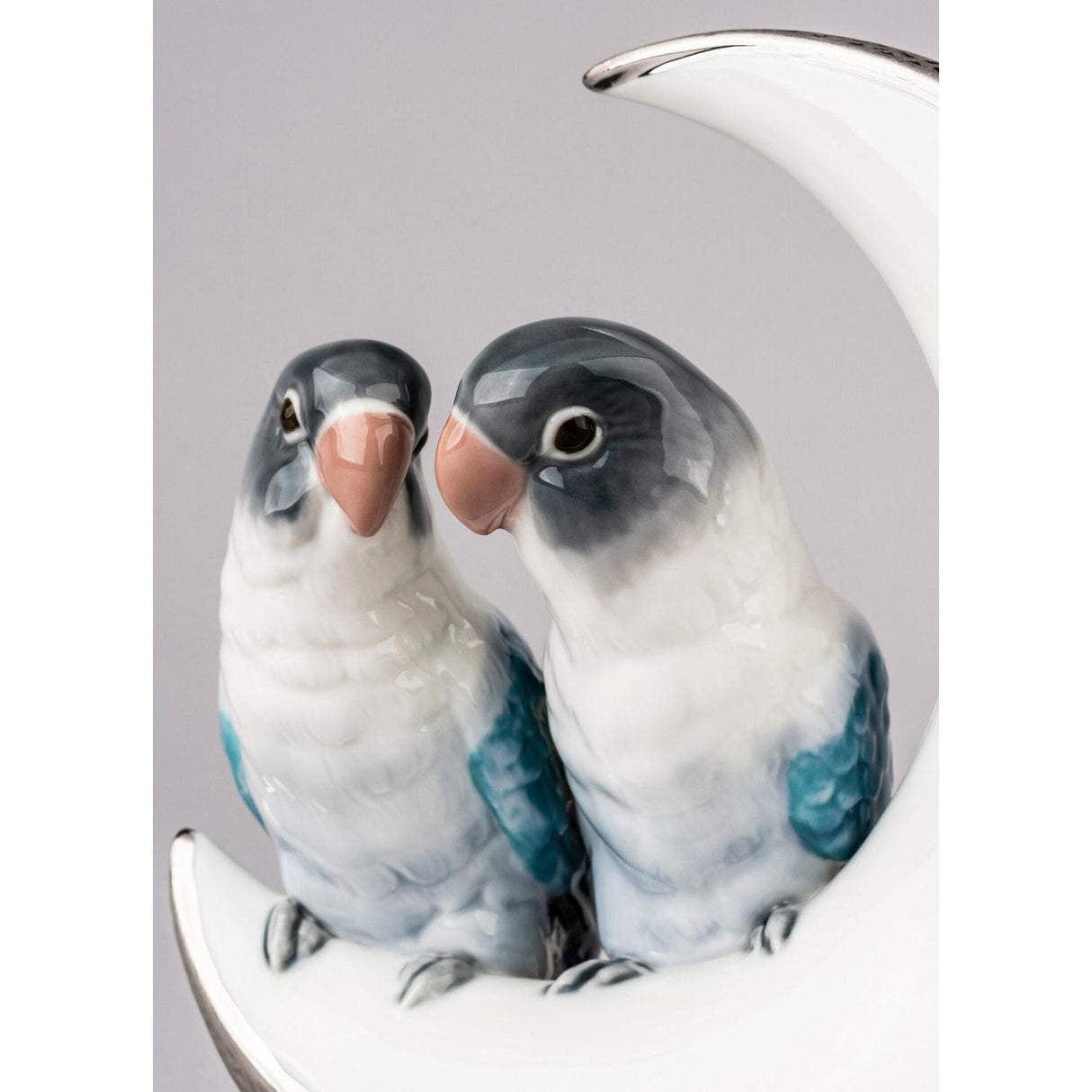 LLADRO' Figurina Uccelli Prendimi la Luna Lustro Argento 16x15cm Porcellana