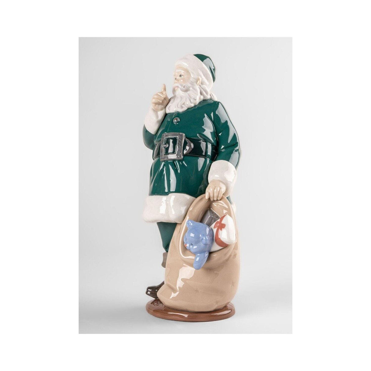 Lladró Figura E' Arrivato Babbo Natale Verde 33x17cm Porcellana