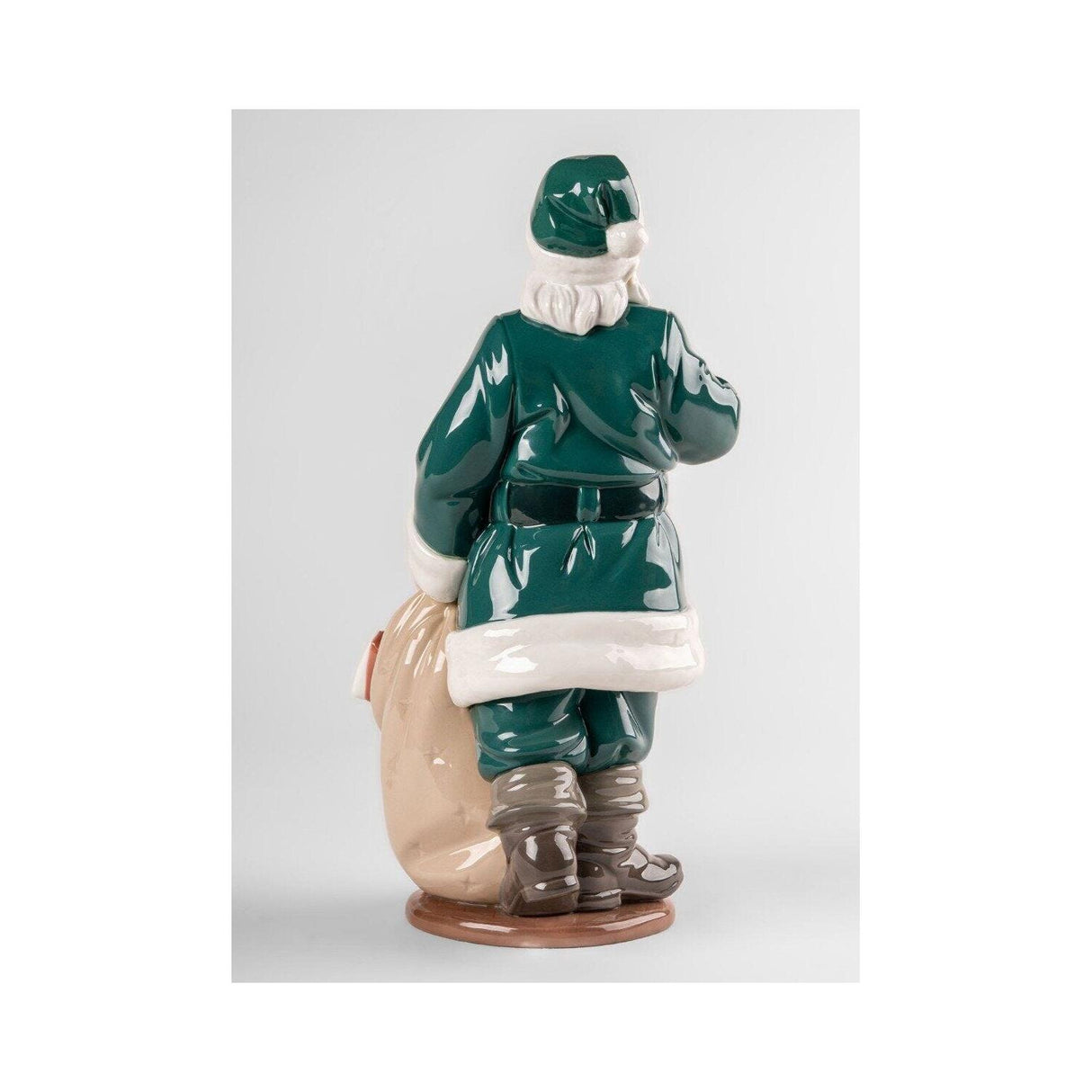 Lladró Figura E' Arrivato Babbo Natale Verde 33x17cm Porcellana