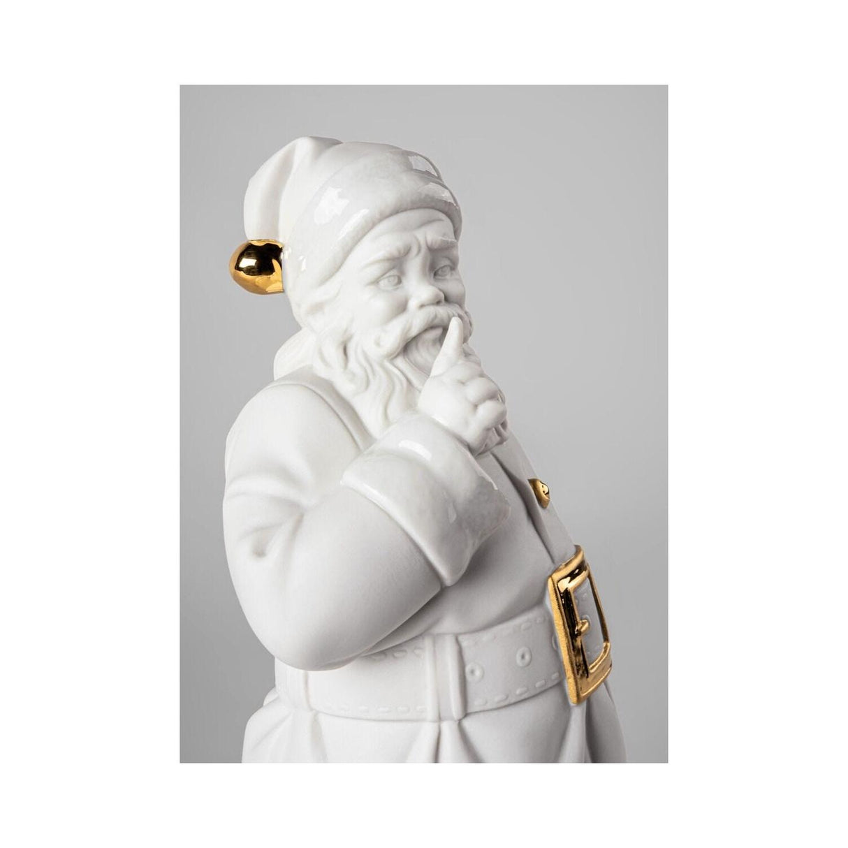Lladró Scultura E' Arrivato Babbo Natale Bianco Oro 33x17cm Porcellana
