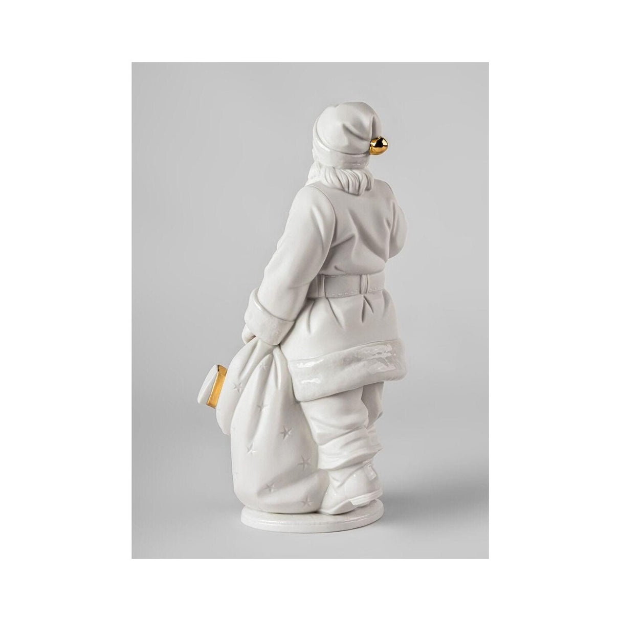 Lladró Scultura E' Arrivato Babbo Natale Bianco Oro 33x17cm Porcellana