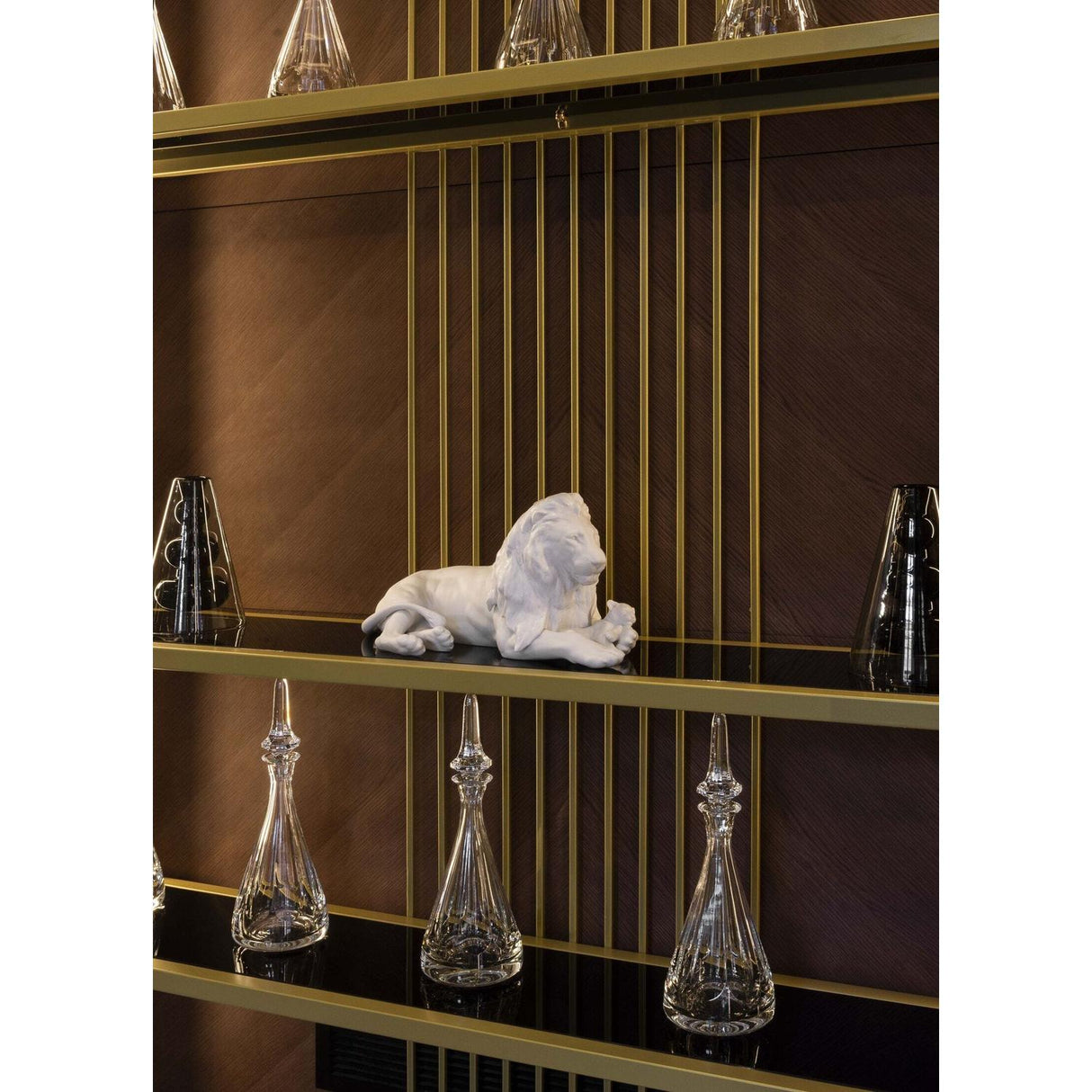 Lladró Figurina Leone con Cucciolo 21x44cm Porcellana