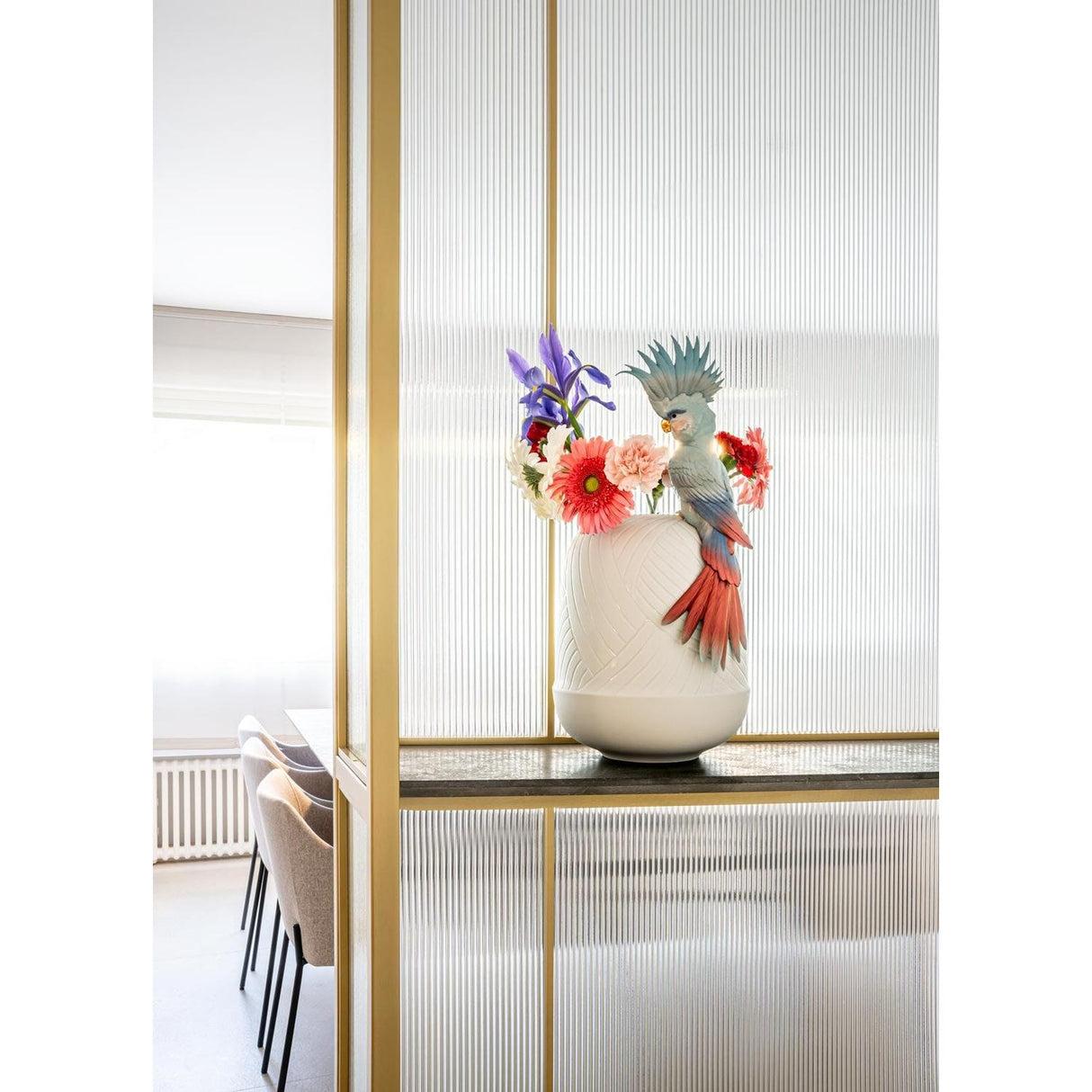 LLADRO' Vaso Cacatua 51x27cm Porcellana