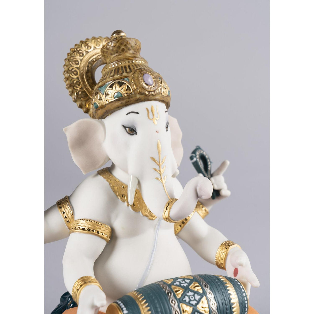 Lladró Figurina Ganesha con Mridangam Edizione Limitata 23x18cm Porcellana