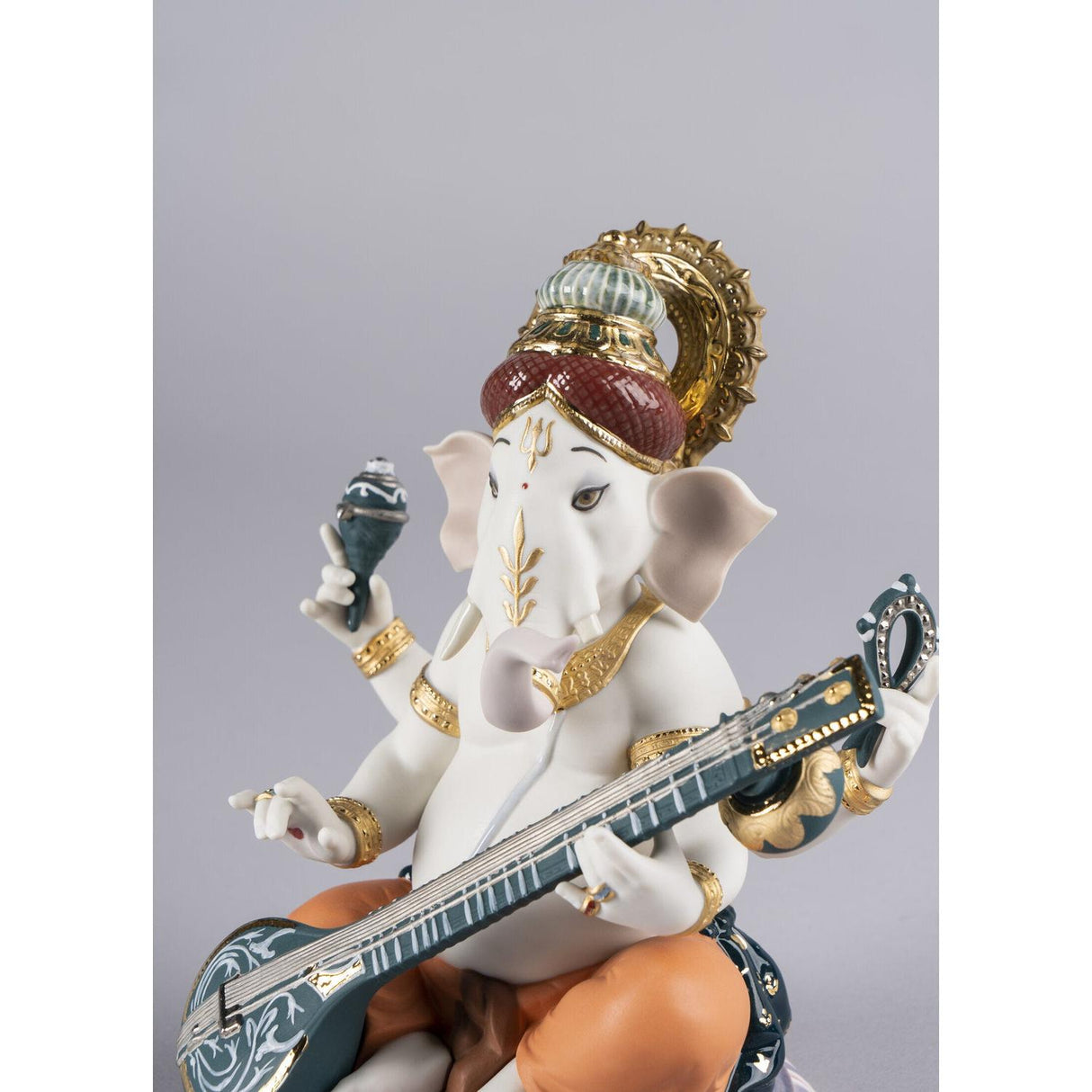 Lladró Figurina Ganesha con Veena Edizione Limitata 23x19cm Porcellana